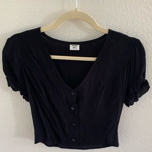 Sunday best black button down top